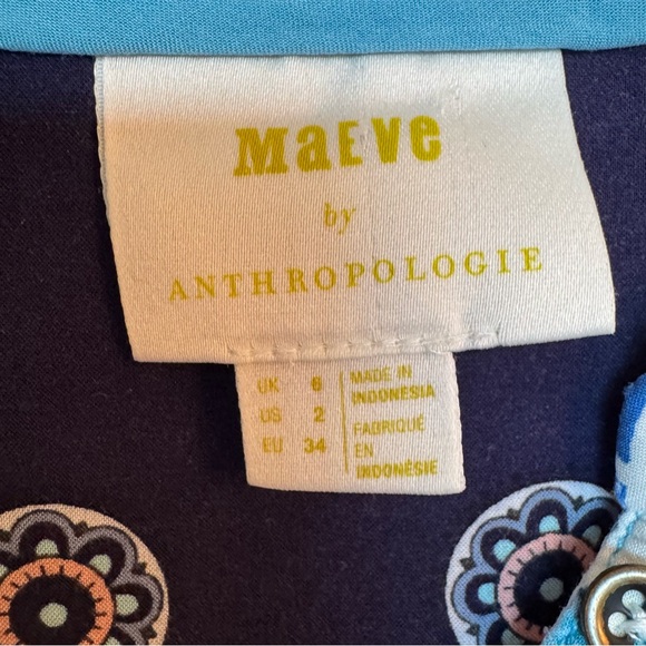 Maeve by Anthropologie Mandala Henley Top Blouse Floral Print - Picture 4 of 9